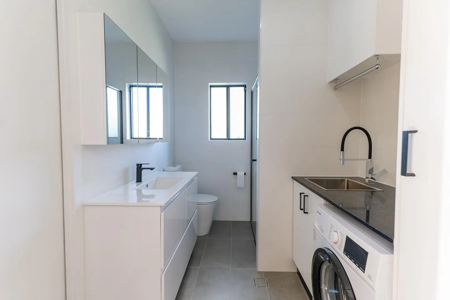 Completed granny flat bathroom and laundry