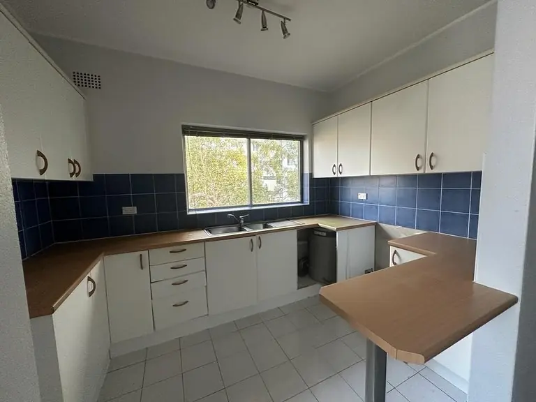 Original kitchen with blue tiles before renovation
